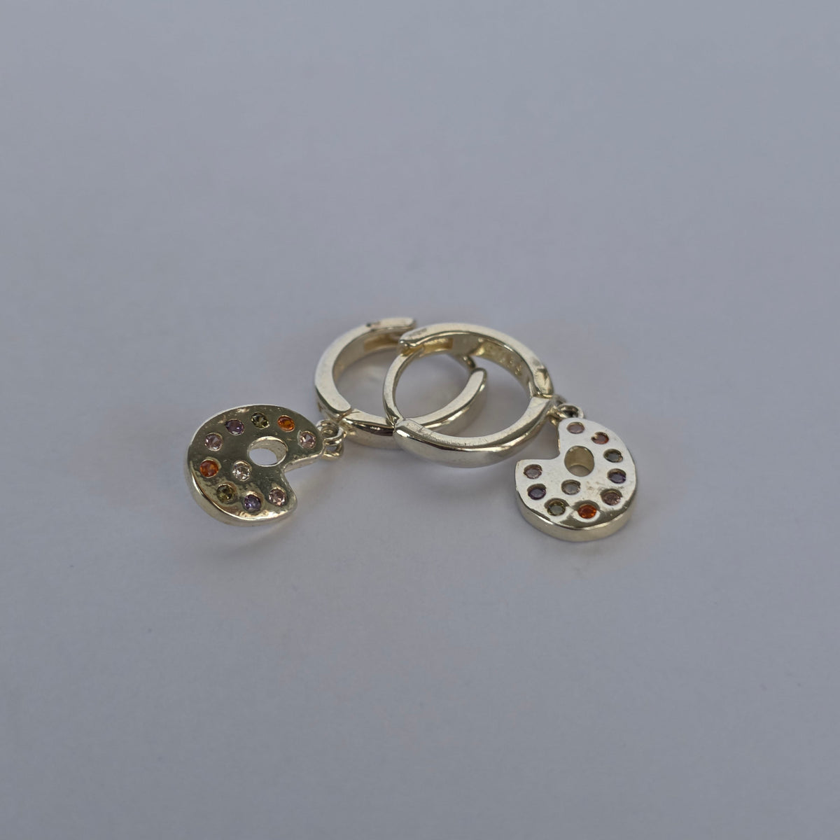 Aros Argolla Paleta de Pintor con Microcircones Multicolor en Plata 925