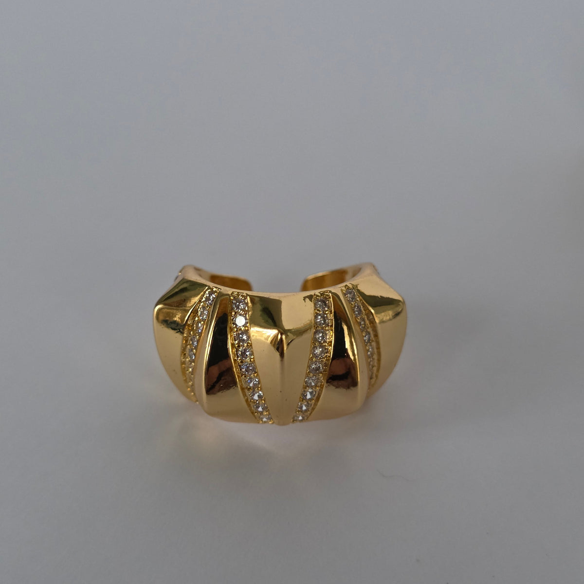 Anillo Cubano Pavé Microcircones Ajustable Baño de Oro 18K — Joyería BomLeón