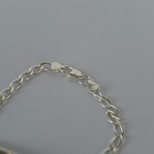 Pulsera de Placa Alargada con Eslabones en Plata 925