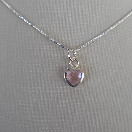 Colgante Corazón con Microcircón Rosado Plata 925