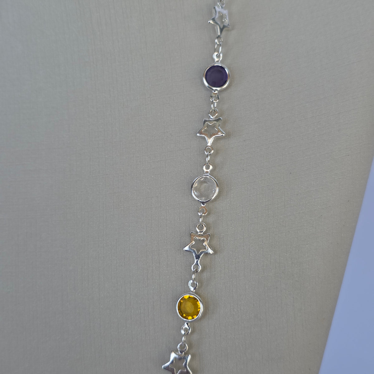Cadena de Estrellas y Microcircones Multicolor en Plata 925