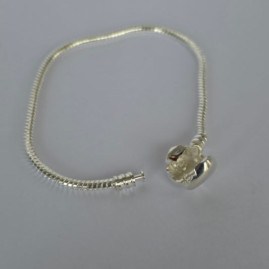 Pulsera Cadena Serpiente con Cierre Corazón en Plata 925