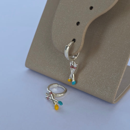 Aros Buggie Remos Cruzados Multicolor en Plata 925