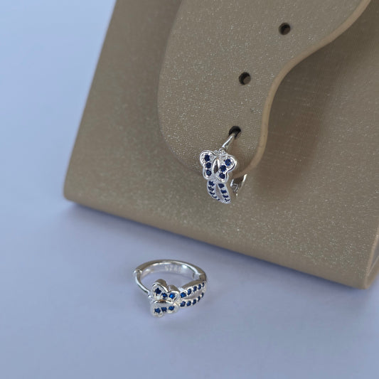 Aros Argolla Mariposa con Microcircones Azules en Plata 925