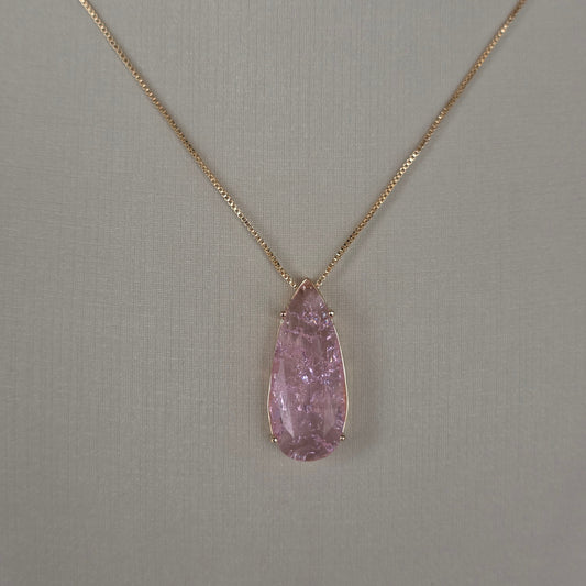 Dije Gota de Microcircoń Lila Facetado Bañado en Oro Rosa 18K — Joyería BomLeón