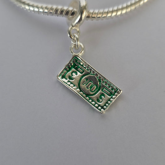 Charm Billete 100 con Detalles Verdes Plata 925
