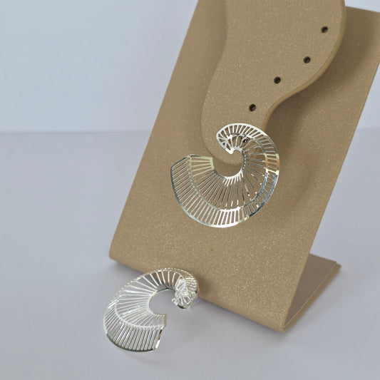Aros Espiral Calado con Rayas y Tornillo Plata 925