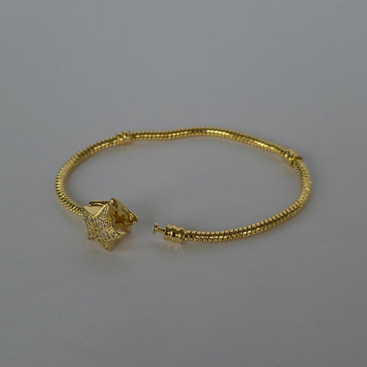 Pulsera Snake Chain Estrella Microcircones – Baño de Oro 18K — Joyería BomLeón