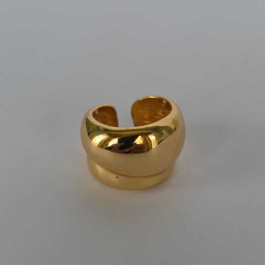 Anillo Dome Doble Banda Ajustable Baño de Oro 18K — Joyería BomLeón