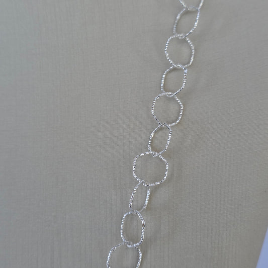 Cadena de Aros Circulares Texturizados en Plata 925