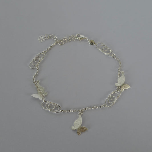 Pulsera de Mariposas con Óvalos Entrelazados en Plata 925