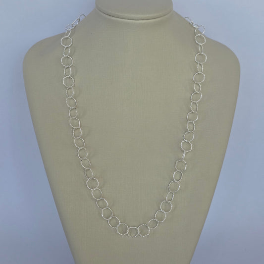 Comprar Cadena de Aros Circulares Texturizados en Plata 925 - Joyería BomLeón Chile