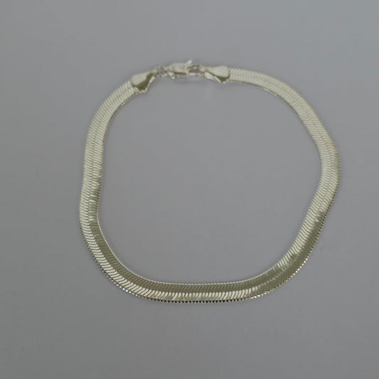 Pulsera Cadena Plana Espiga en Plata 925