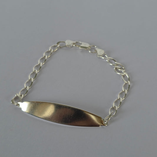 Pulsera de Placa Alargada con Eslabones en Plata 925