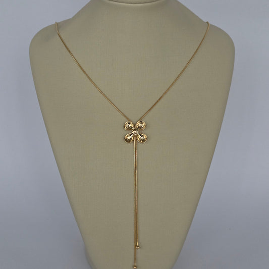 Cadena Snake con Dije Flor y Caída Lariat Baño de Oro 18K — Joyería BomLeón