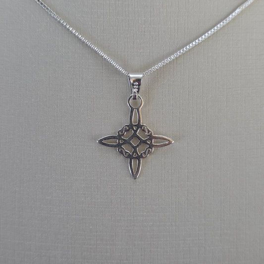 Colgante Cruz Calada Ornamental Plata 925