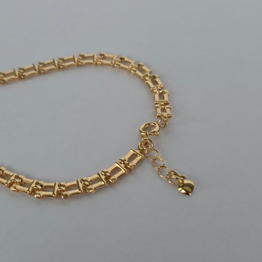 Pulsera Cadena Escalera con Aro Central – Baño de Oro 18K — Joyería BomLeón