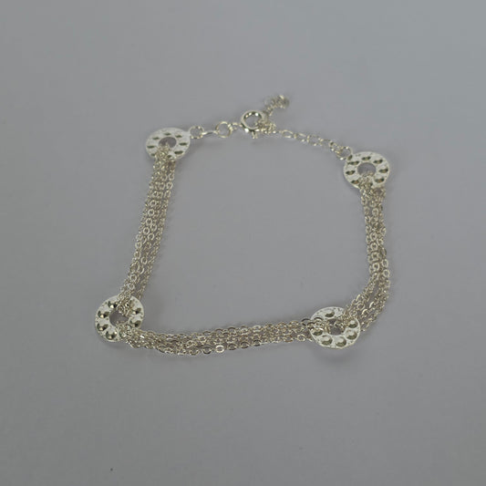 Pulsera Multicadena con Círculos Texturizados en Plata 925