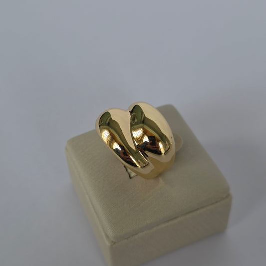 Anillo Doble Gota Dome Ajustable Baño de Oro 18K — Joyería BomLeón