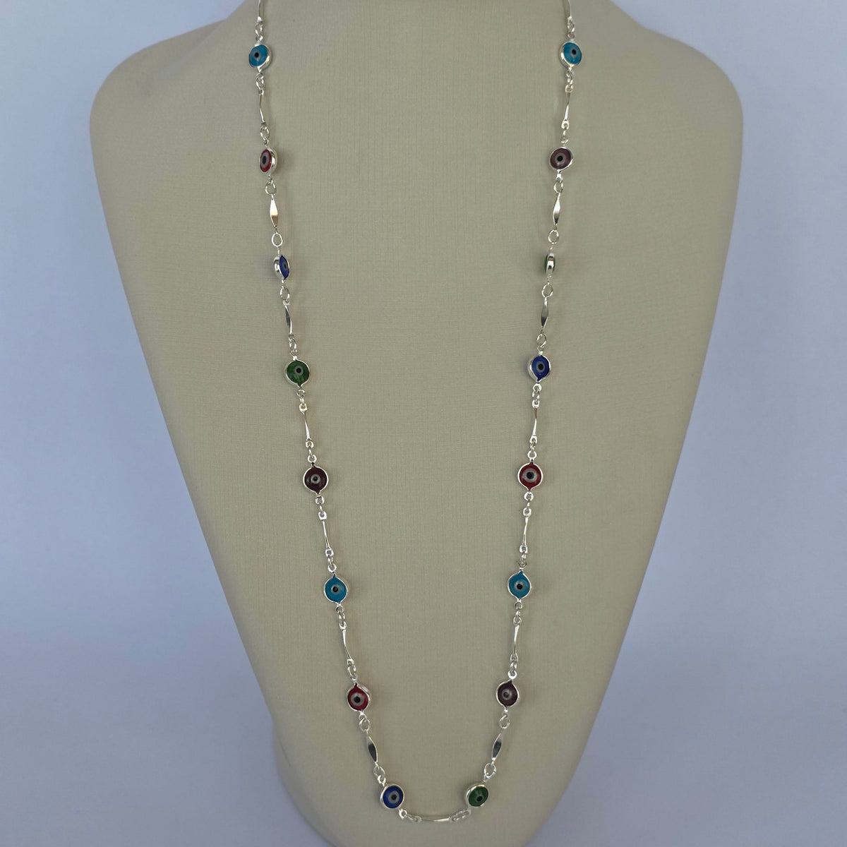 Comprar Collar de Ojos Turcos Multicolor en Plata 925 - Joyería BomLeón Chile
