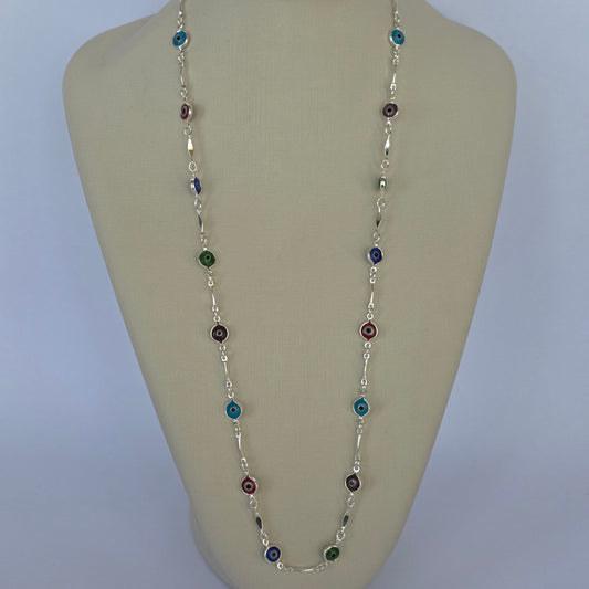 Comprar Collar de Ojos Turcos Multicolor en Plata 925 - Joyería BomLeón Chile