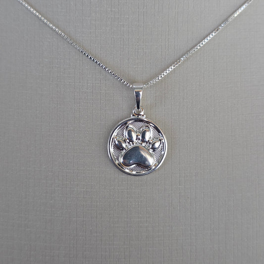 Colgante Medalla Huella de Mascota Plata 925