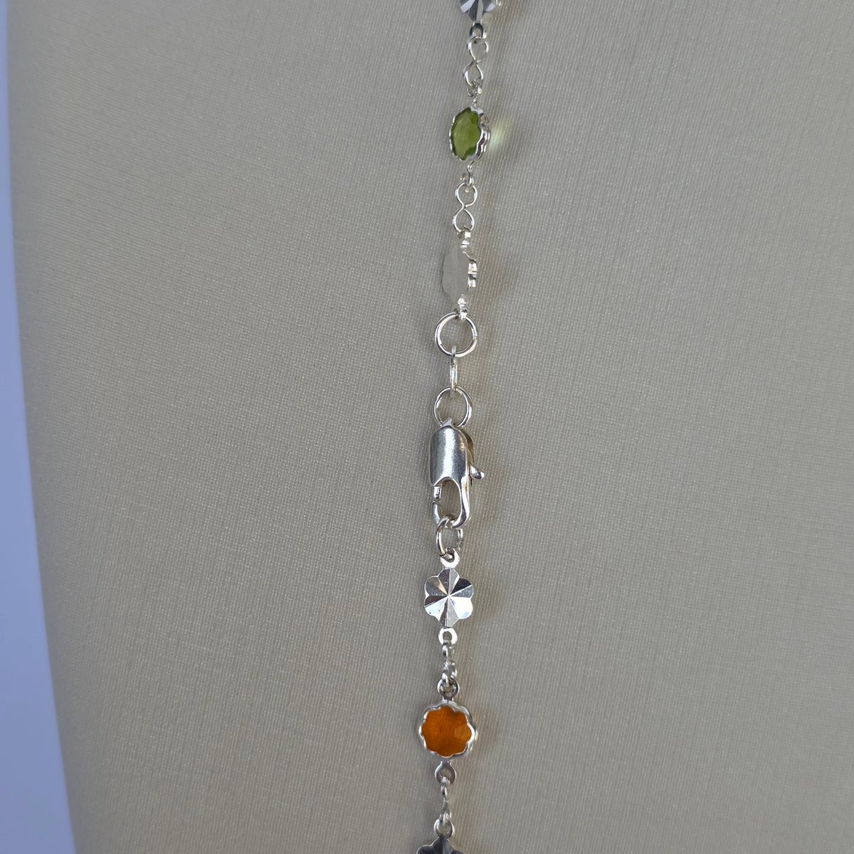Collar de Flores con Microcircón Multicolor en Plata 925