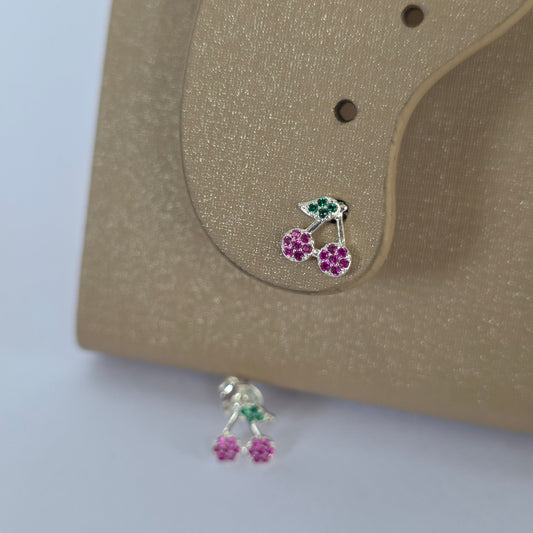 Aros Cereza con Microcircones en Plata 925