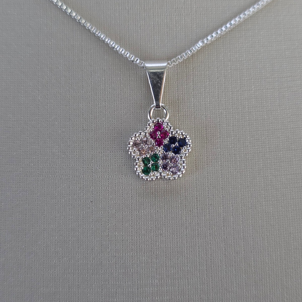 Colgante Flor con Microcircones Multicolor Plata 925