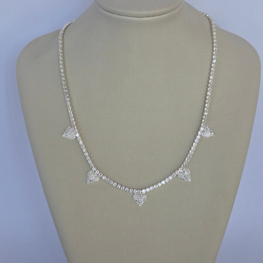Comprar Cadena con Cinco Corazones y Microcircones en Plata 925 - Joyería BomLeón Chile