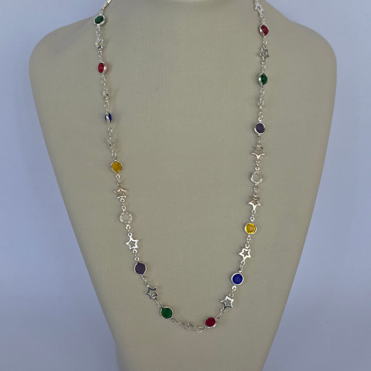 Comprar Cadena de Estrellas y Microcircones Multicolor en Plata 925 - Joyería BomLeón Chile