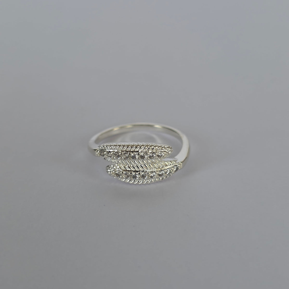 Anillo Doble Pluma con Microcircones en Plata 925