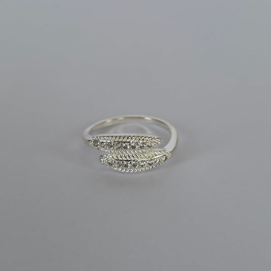 Anillo Doble Pluma con Microcircones en Plata 925
