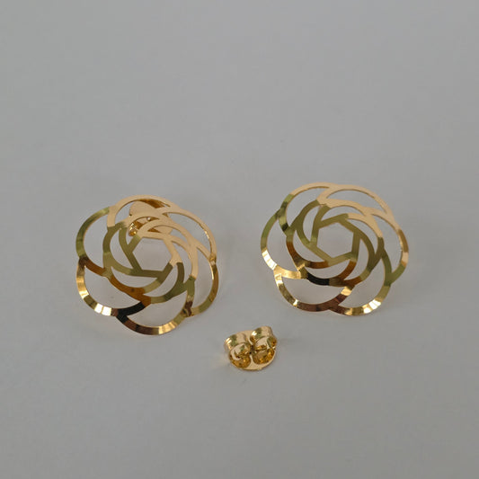 Aros Rosa Calada Dorada · Baño de Oro 18K — Joyería BomLeón