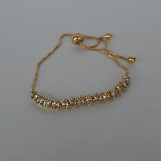 Pulsera Tennis Ajustable Microcircones Marquesa – Baño de Oro 18K — Joyería BomLeón