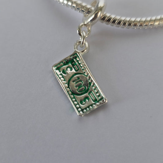 Charm Billete 100 con Detalles Verdes Plata 925