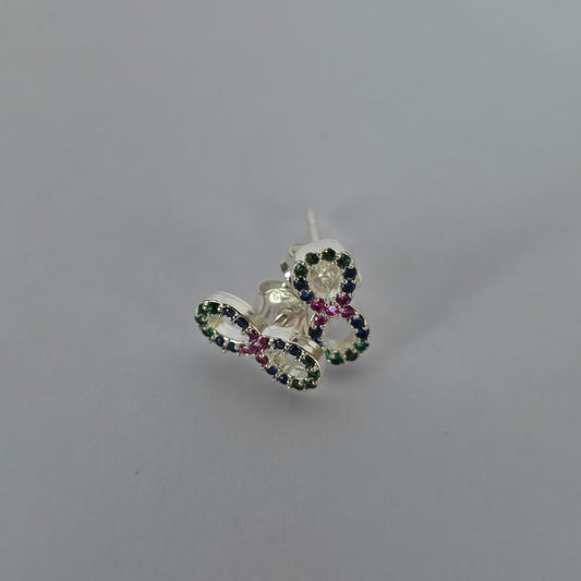 Aro con Tornillo Infinito con Microcircones Multicolor en Plata 925