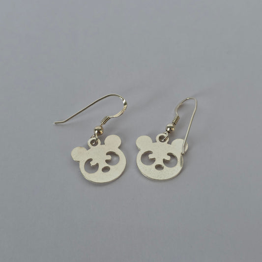 Aros Colgantes Panda Calado en Plata 925