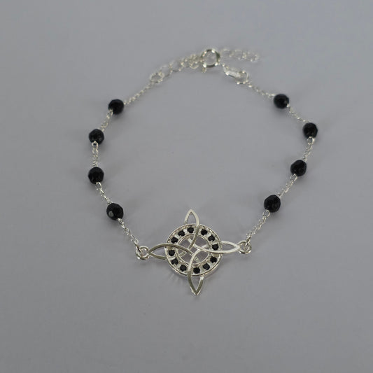 Pulsera Nudo Entrelazado con Microcircones Negros en Plata 925