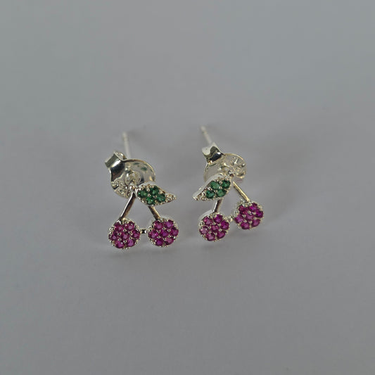Aros Cereza con Microcircones en Plata 925
