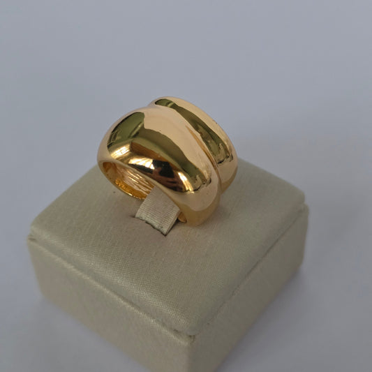Anillo Dome Doble Banda Ajustable Baño de Oro 18K — Joyería BomLeón