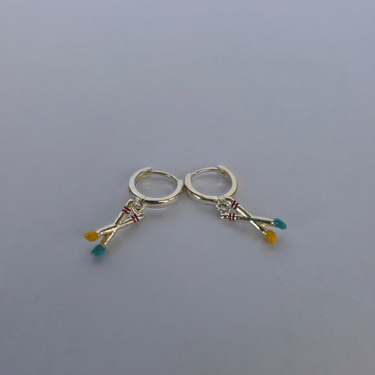 Aros Buggie Remos Cruzados Multicolor en Plata 925