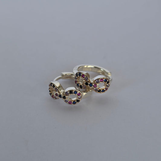 Comprar Aros Argolla Infinito con Microcircones Multicolor en Plata 925 - Joyería BomLeón Chile