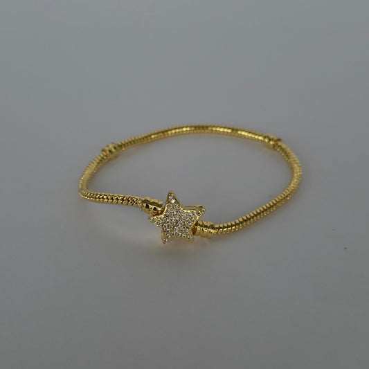 Pulsera Snake Chain Estrella Microcircones – Baño de Oro 18K — Joyería BomLeón