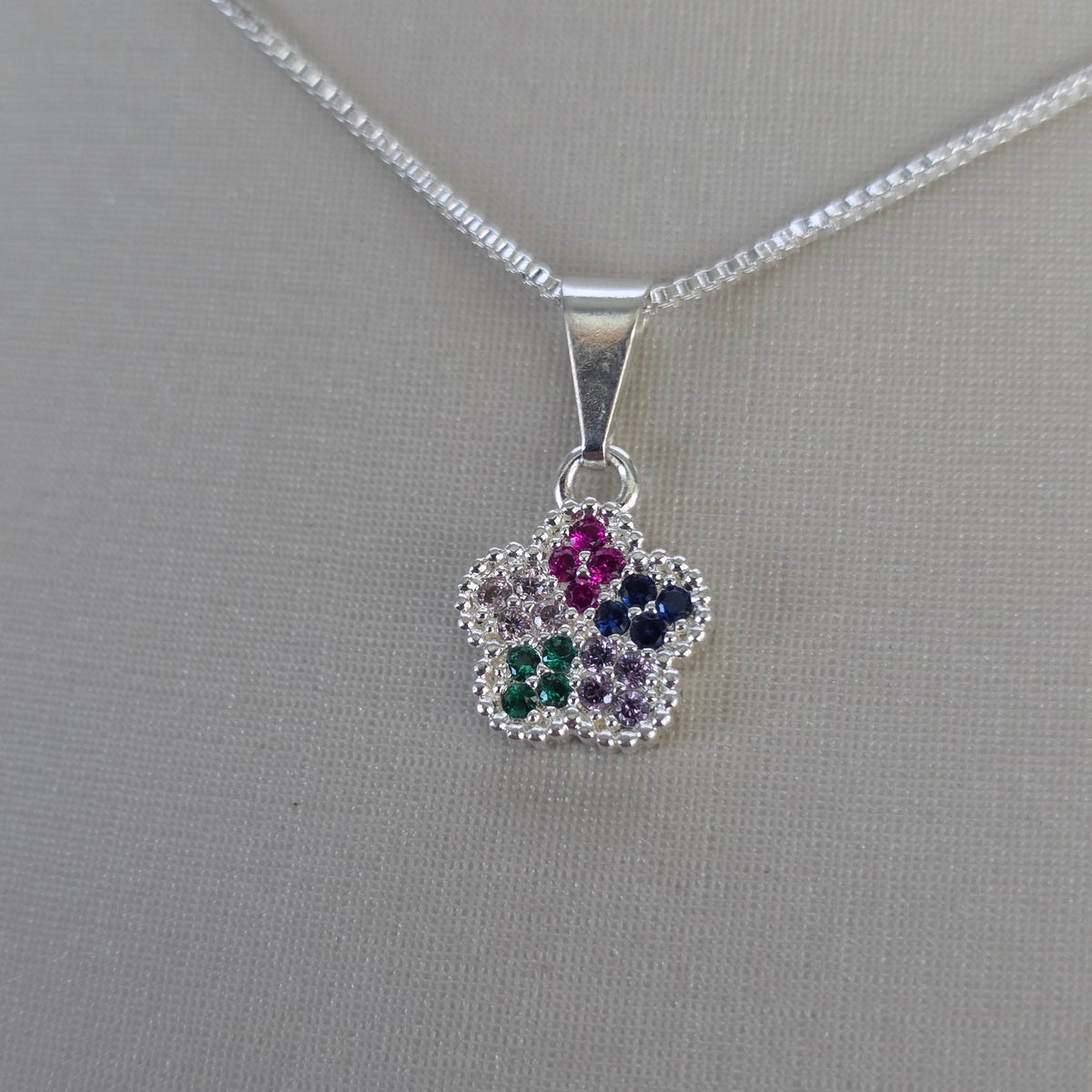 Comprar Colgante Flor con Microcircones Multicolor Plata 925 - Joyería BomLeón Chile