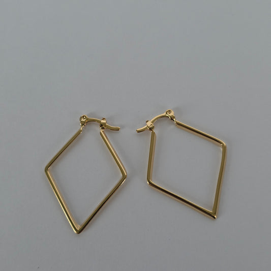 Aros Argolla Rombo Geométrico Dorado Baño de Oro 18K — Joyería BomLeón