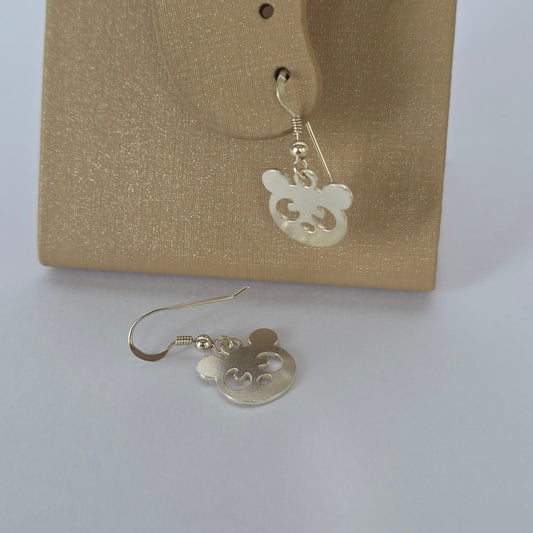 Aros Colgantes Panda Calado en Plata 925