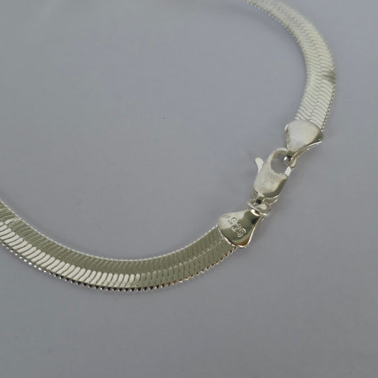 Pulsera Cadena Plana Espiga en Plata 925