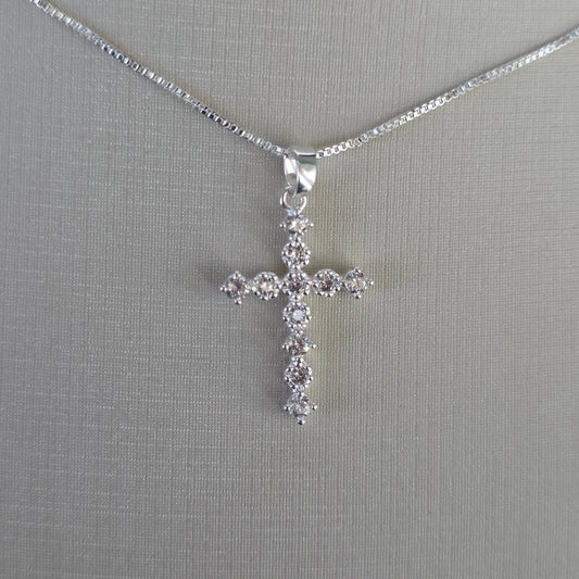 Colgante Cruz con Microcircones Transparentes Plata 925