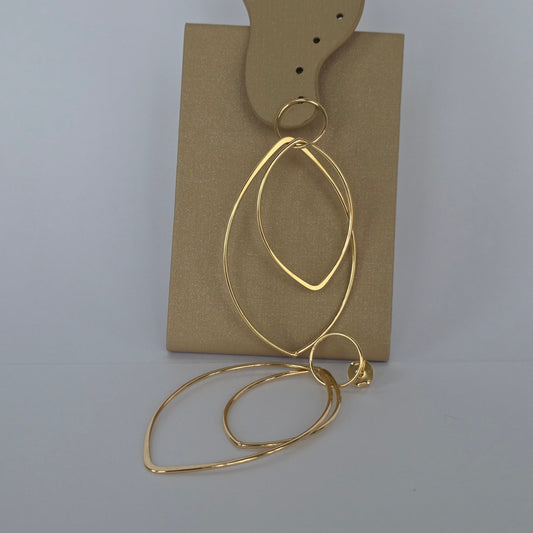 Aros Colgantes Doble Marquesa Calada Dorados Baño de Oro 18K — Joyería BomLeón